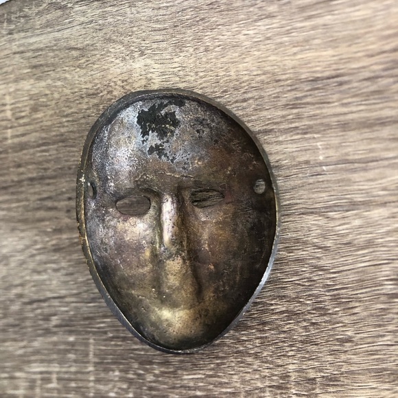 Vtg Hand Painted Brass Mask - Picture 8 of 13